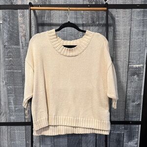 Cream Short Sleeve Sweater